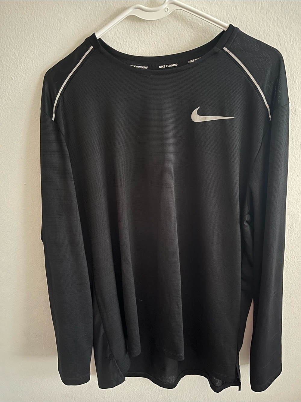 Nike Black Long-Sleeve Training Top with White Swoosh